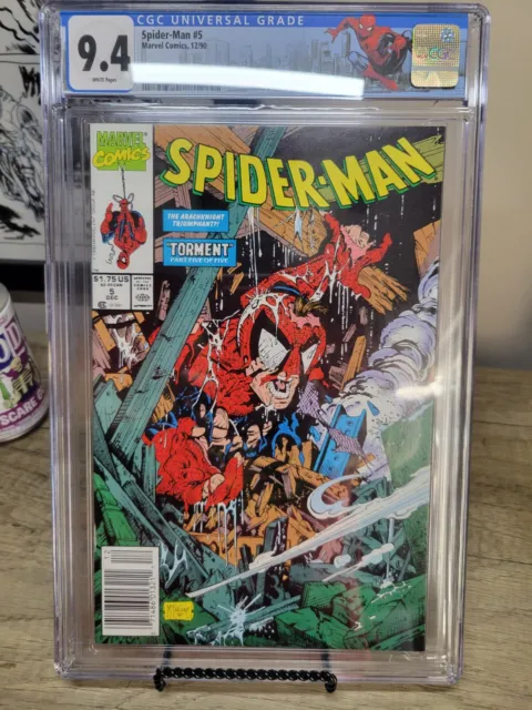 Marvel Spider-Man #5  CGC 9.4 Todd McFarlane White Pages Newsstand custom label