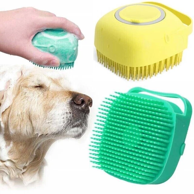 Pet Dog Cat Massage Bath Brush Scrubber.Shampoo Silicone Dispenser UK//New