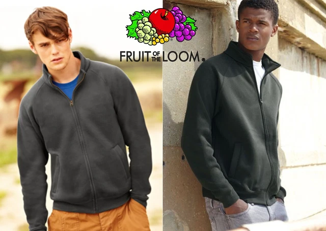 FRUIT OF THE LOOM  FELPA zip lunga GIACCA UOMO full zip SWEAT cerniera PREMIUM #