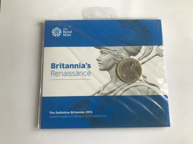 2015 Royal Mint Britannia Two 2 Pound Coin Brilliant Uncirculated Pack BU
