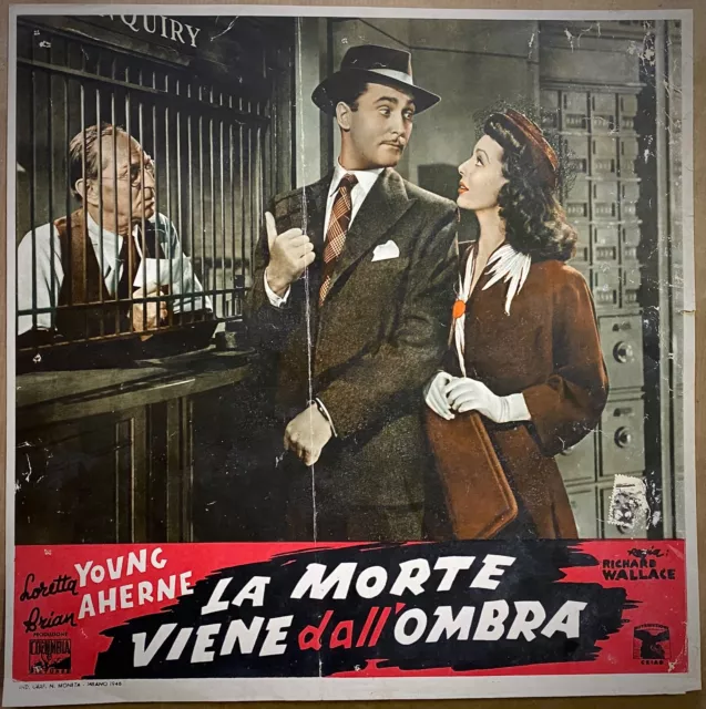 LA MORTE VIENE DALL'OMBRA -Lobby Card Originale Fotobusta -Loretta Young-1948-