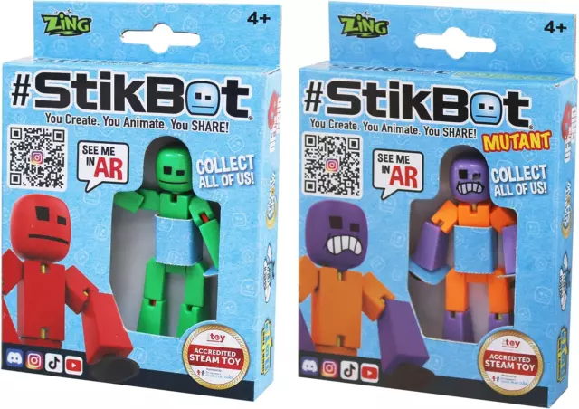2 Random Genuine Boxed Stikbot Robot - Stikbots - Stop Motion Animation  Stickbot