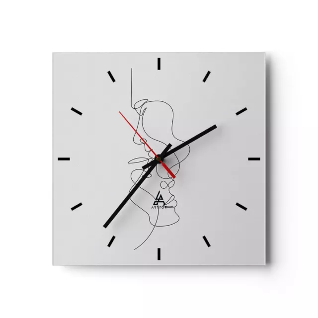 Reloj de Pared 30x30cm Reloj de Vidrio Pieza Lineal Pareja Silencioso Decorativo