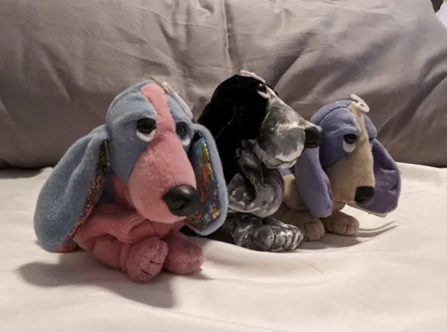 Group of 3 Hush Puppies Basset Hound plush bean bag toys, #24479/#24631/#24671