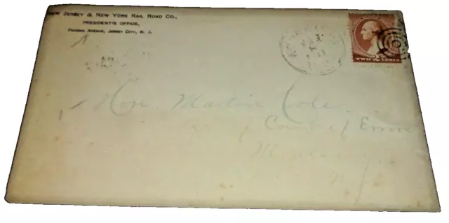 January 1883 New Jersey & New York Rail Road Used Company Envelope