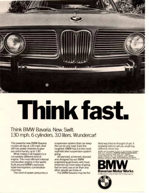 1972 Bmw Bavaria  ~  Classic Original Print Ad