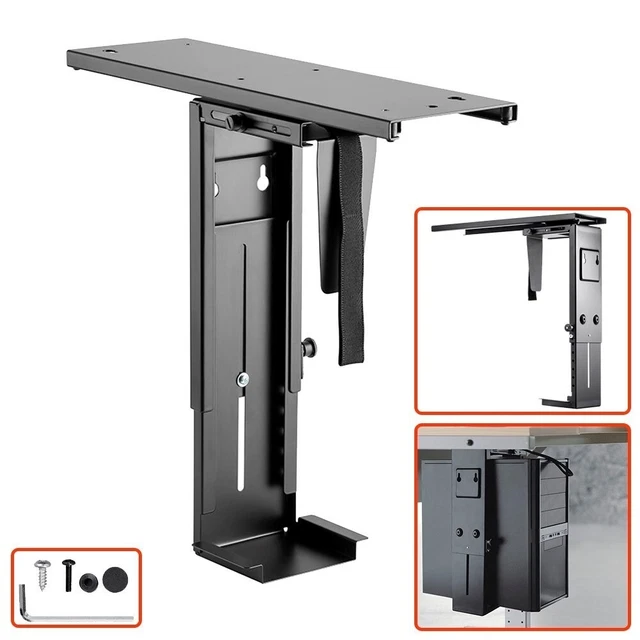 ADJUSTABLE UNDER DESK CPU PC Mount Holder Computer Tower Case Rotate