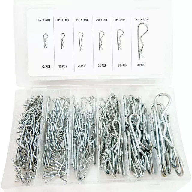 150 PC IN MECHANICAL HITCH HAIR R Cotter PIN TRACTOR CLIP ASSORTMENT NEW