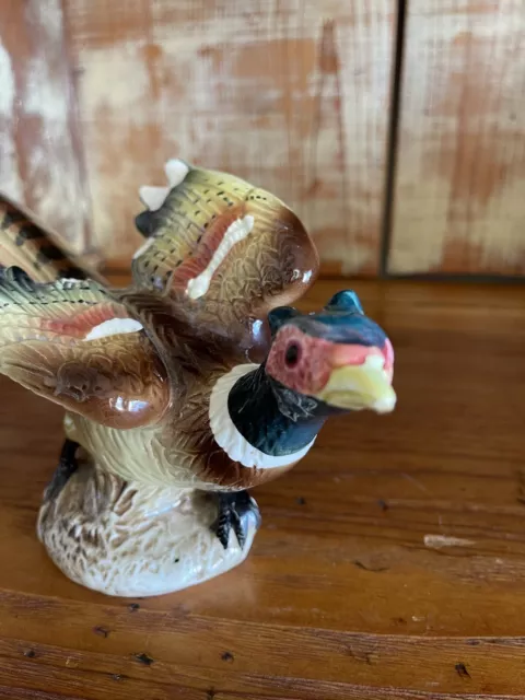 Vintage Mid-century Ceramic Porcelain Ring Neck Pheasant Figurine Japan