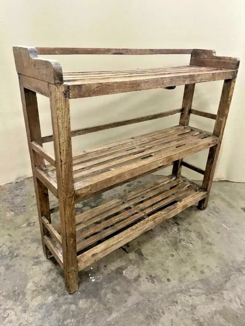 Old Vintage Rare Handmade 3 Shelves Teak Wood Shoe / Book Rack  Multipurpose Use
