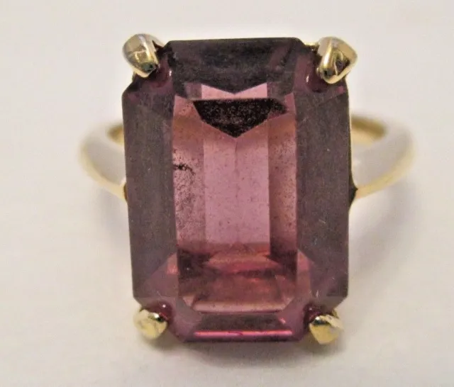Baguette Cut Amethyst 14K GE Band Womens Cocktail Ring Size 7