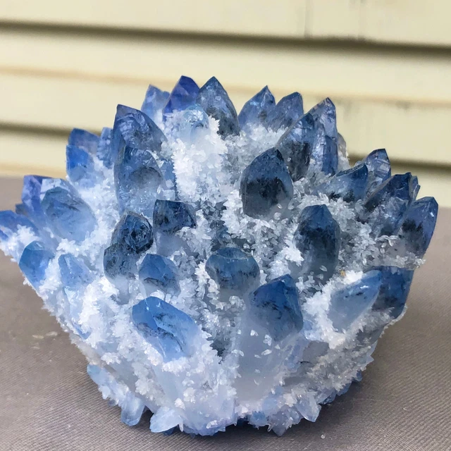 366g  New Find blue Phantom Quartz Crystal Cluster Mineral Specimen Healing 4