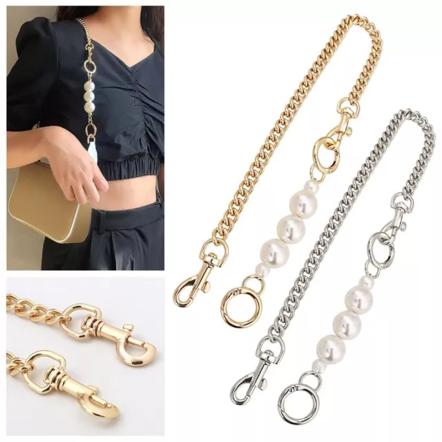Handles Bag Extender Chain Handbag Hardware Pearl Bead Women Bag Straps