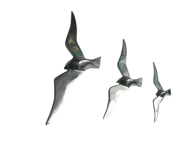 LARGE Metal Flying Birds Wall Mount Eagle Seagull Set of 3 pcs