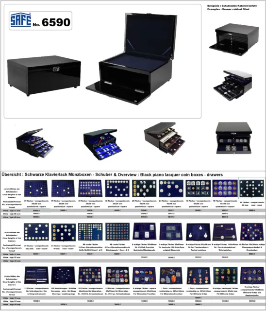Kabinett-Kassette-Black-Piano Universale Vuoto Lacca Safe 6590 Per 6 cassetti