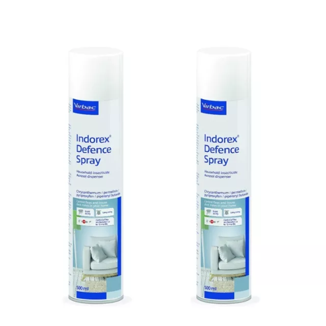 FLEA SPRAY INDOREX Defence Household Fleas Dust Mite Killer Twin