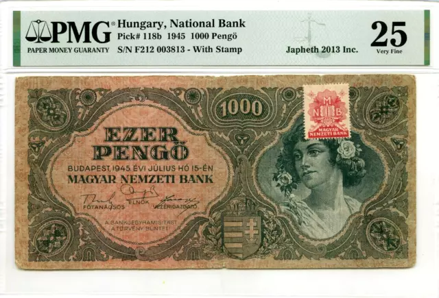 HUNGARY 10,000 PENGO NATIONAL BANK 1945 PICK 119 b VALUE $250