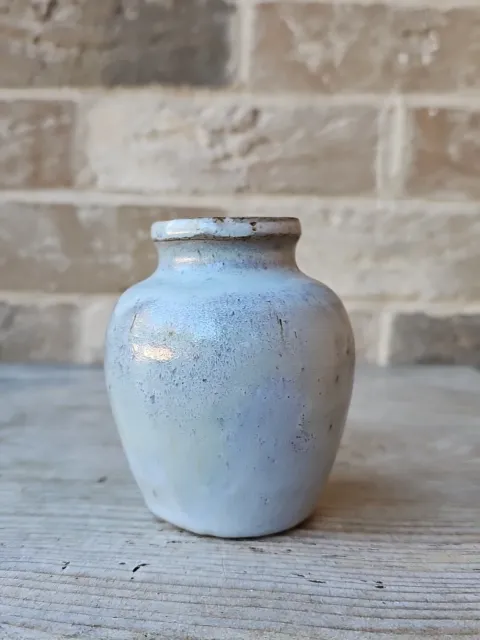Small Grey Studio Pottery Stoneware Vase | Drip Glazed, Baluster Shaped