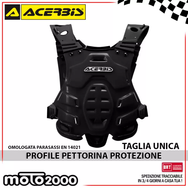 Acerbis Profile Pettorina Protezione Adulto Motocross Enduro Mtb Nera Nero