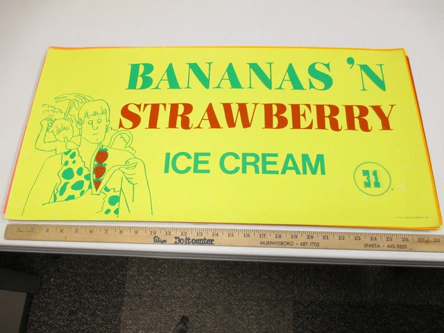 Baskin Robbins ice cream 1970 store sign poster BANANA STRAWBERRY chimp Tarzan