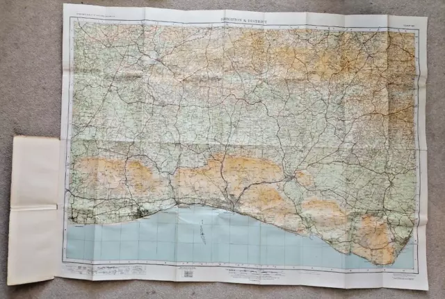 Ordnance Survey one inch Tourist map of Brighton & South Downs. 1922/1938