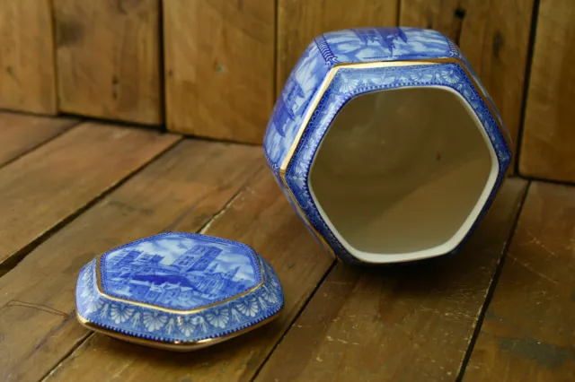 Ingwerglas für Klingeltöne von Wade Ceramics, blau-weiße Kathedralen 1989 12