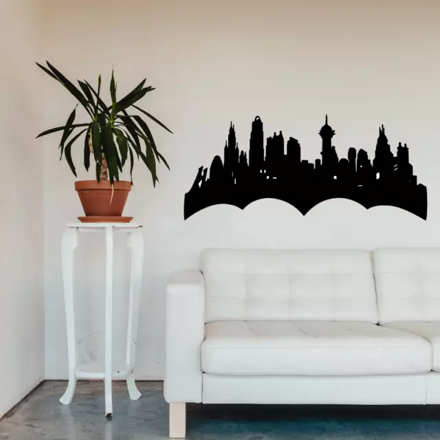 Batman Wand Sticker Kunst Zimmer Aufkleber Tapete Heim Skyline Gotham City Vinyl