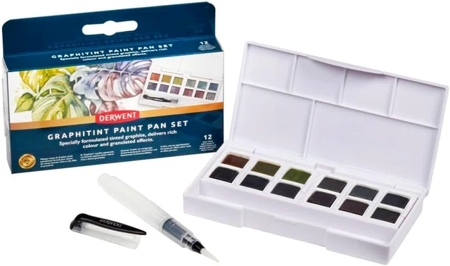 Derwent Watercolour Set Di 24 Aquerelli Solubili In Acqua, 1 Pennello Ad Acqua Ed 1 Tavolozza Adatti A Dipingere Paesaggi E Ritratti Formato Da Viag 92945055
