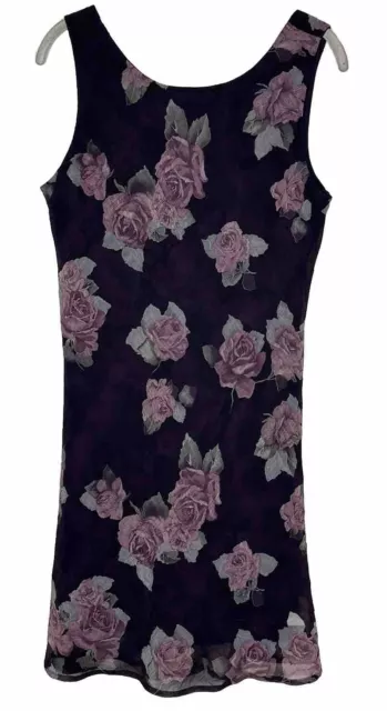 Vintage 90s City Triangles Purple Sleeveless Floral Slip Dress Size M