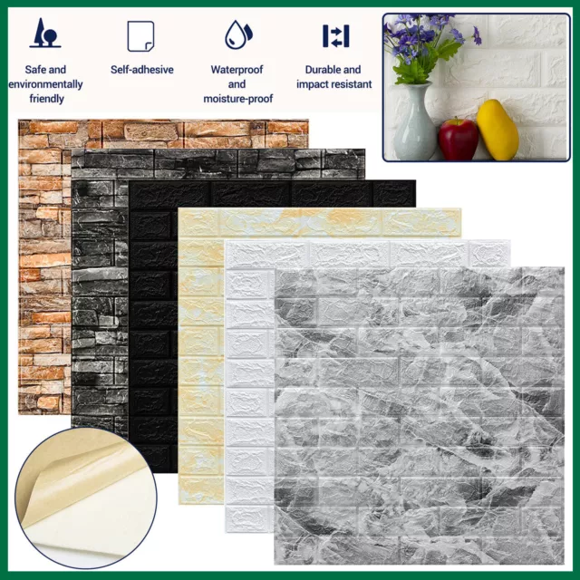 UP20pcs 3D Tile Brick Wall Sticker Self-adhesive Waterproof Foam Wallpaper AU