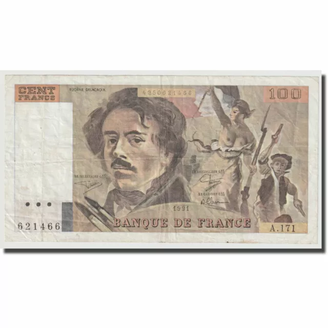 [#642669] France, 100 Francs, Delacroix, 1991, EF, Fayette:69bis.3a2, KM:154, e