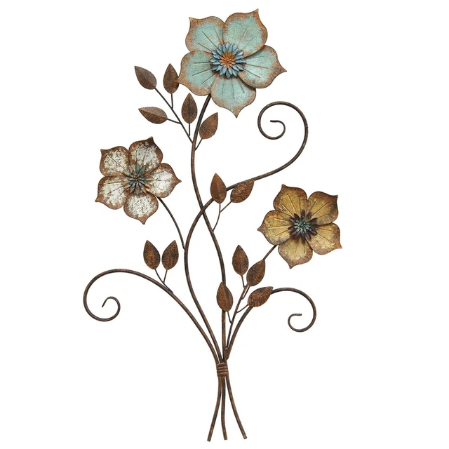 Stratton Home Decor Farmhouse Multicolor Flower Metal Wall Decor