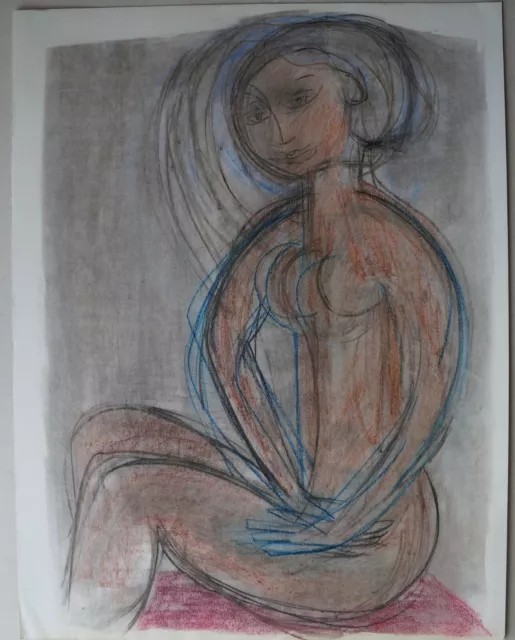 Dessin Pastel ROBERT CALIX   1919/2008   - " NU FEMININ  "