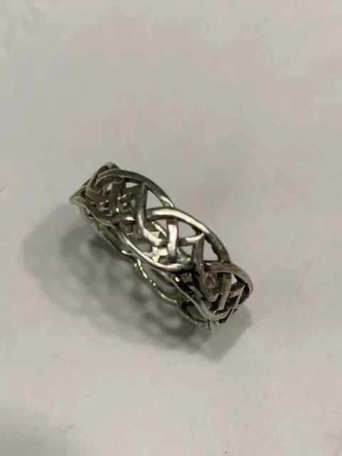 vtg sterling silver ring 3/8”w sz 9 continuous eternity knot
