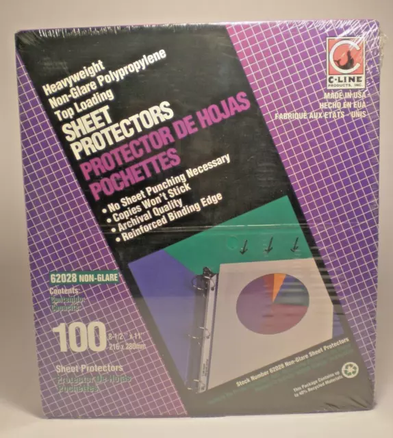 Sheet Protectors 8.5x11" C-line Products 62028 Heavy WeightTop Loading 100 Count