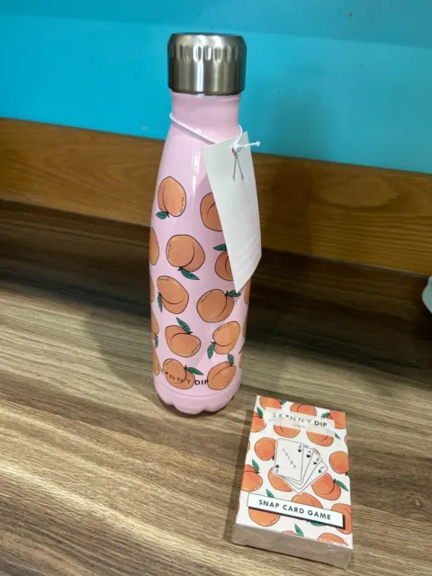 Skinny dip Peach Water Bottle - 500ml -cute bottle complete with snap card game