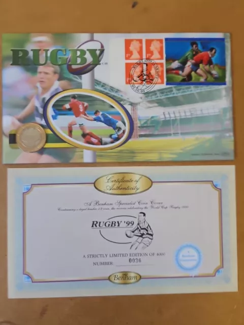 Rugby 1999 £2 Two Pound Benham Coin Cover