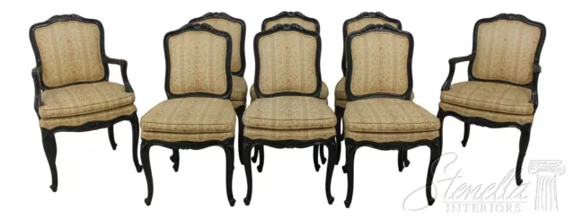 L59417EC: Set of 8 French Louis XV Black Finish Dining Room Chairs