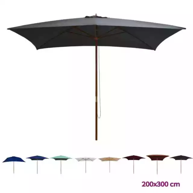 Parasol d'extérieur avec mât en bois Terre cuite 200x300 cm Multicolore