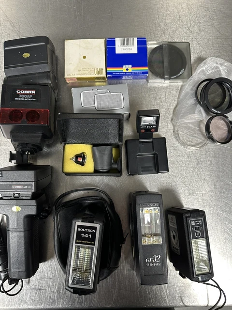 Flash esclavo Cobra 700AF Xtralite soltrón 141 gt32 autopana PE2001 lente uv joblot
