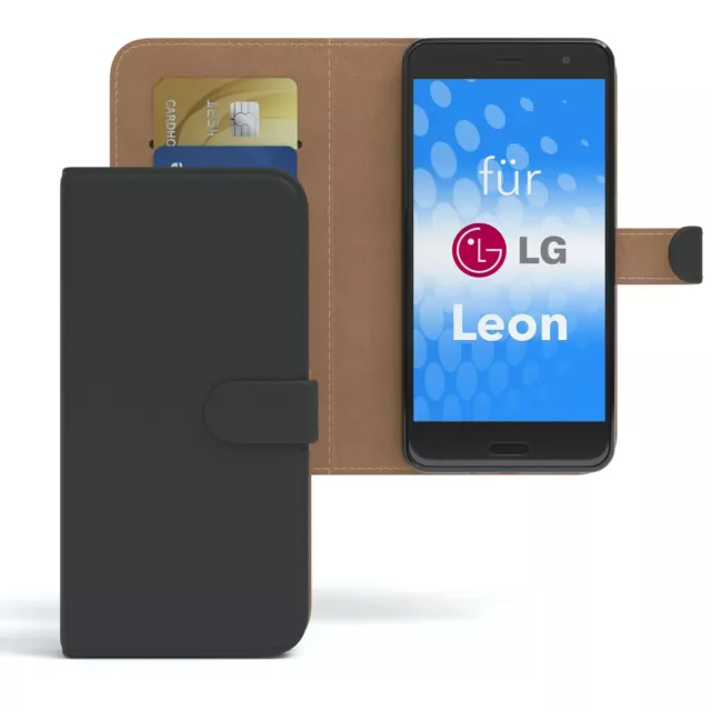 Funda para LG Leon Funda Cartera Cubierta Protectora Negro