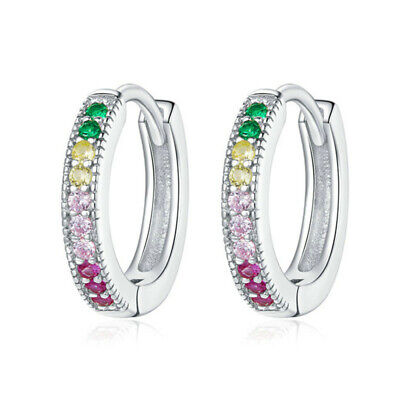 Silver Plated Hoop Earring Women Luxury Cubic Zircon Wedding Jewelry A Pair
