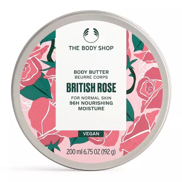 The Body Shop Burro per il corpo vegano alla rosa britannica, 200 ml