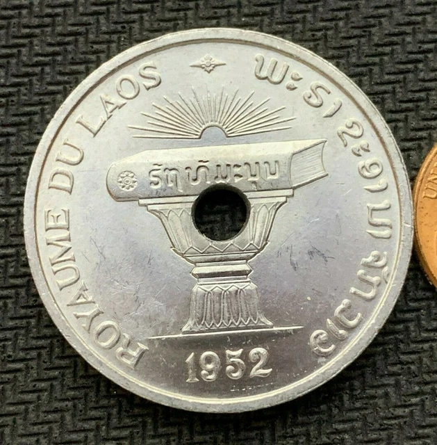 1952 Laos 50 Cents Coin BU UNC  ( 1.4 Million Minted )  World Coin   #K1738