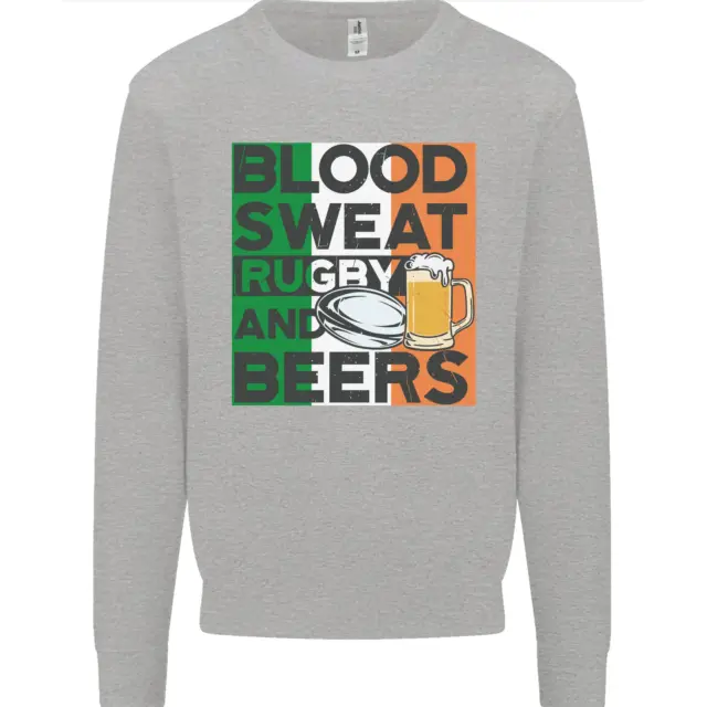 Felpa Blood Sweat Rugby and Beers Ireland Divertente Uomo Maglione 2