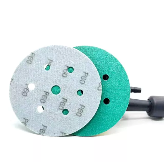 50PCS P240 150mm Hook & Loop Sanding Discs 6+1 Hole Wet Dry Film Green Sandpaper