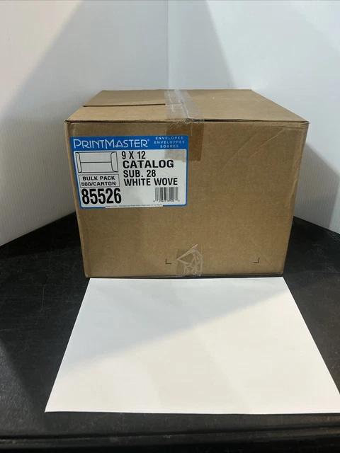 New Printmaster #85526 Catalog  Envelope, Plain, 28Lb, 9"x12", White 500 Per Box
