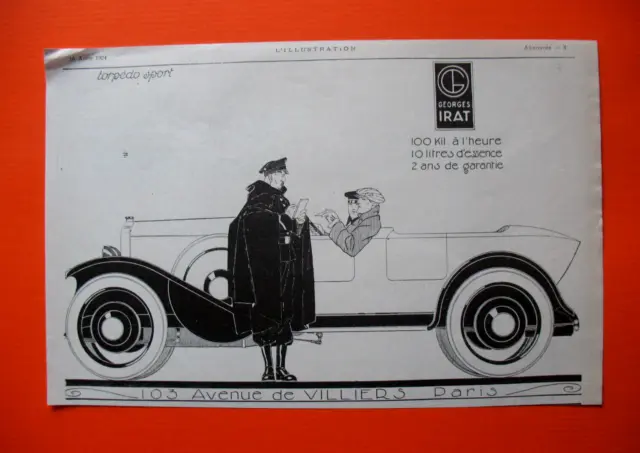 Publicite De Presse Georges Irat Auto La Torpedo Sport Ad 1924