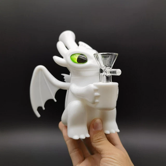 5.5" White Dragon Monster Bong Silicone Hookah Shisha Water Pipe 14mm Glass Bowl