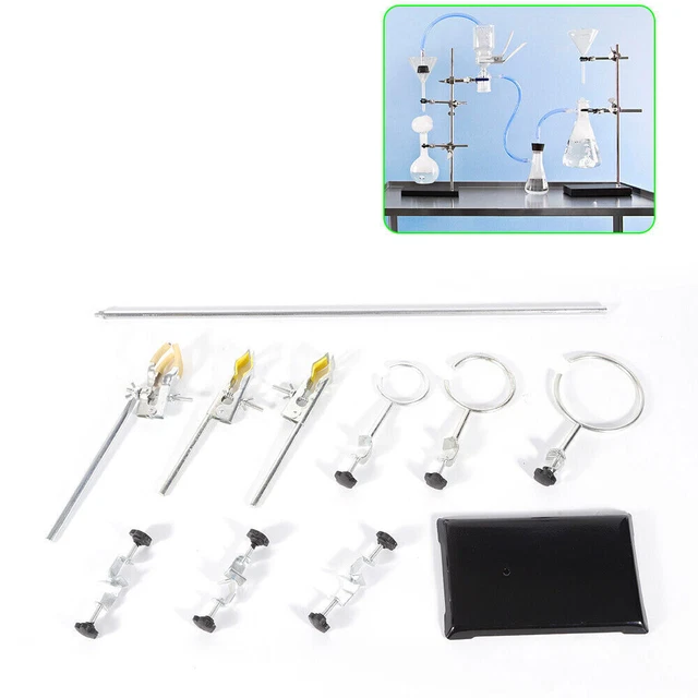 Laboratory Stands Chemistry Lab Flask Support Sets Iron w/Clips 135*210*600mm